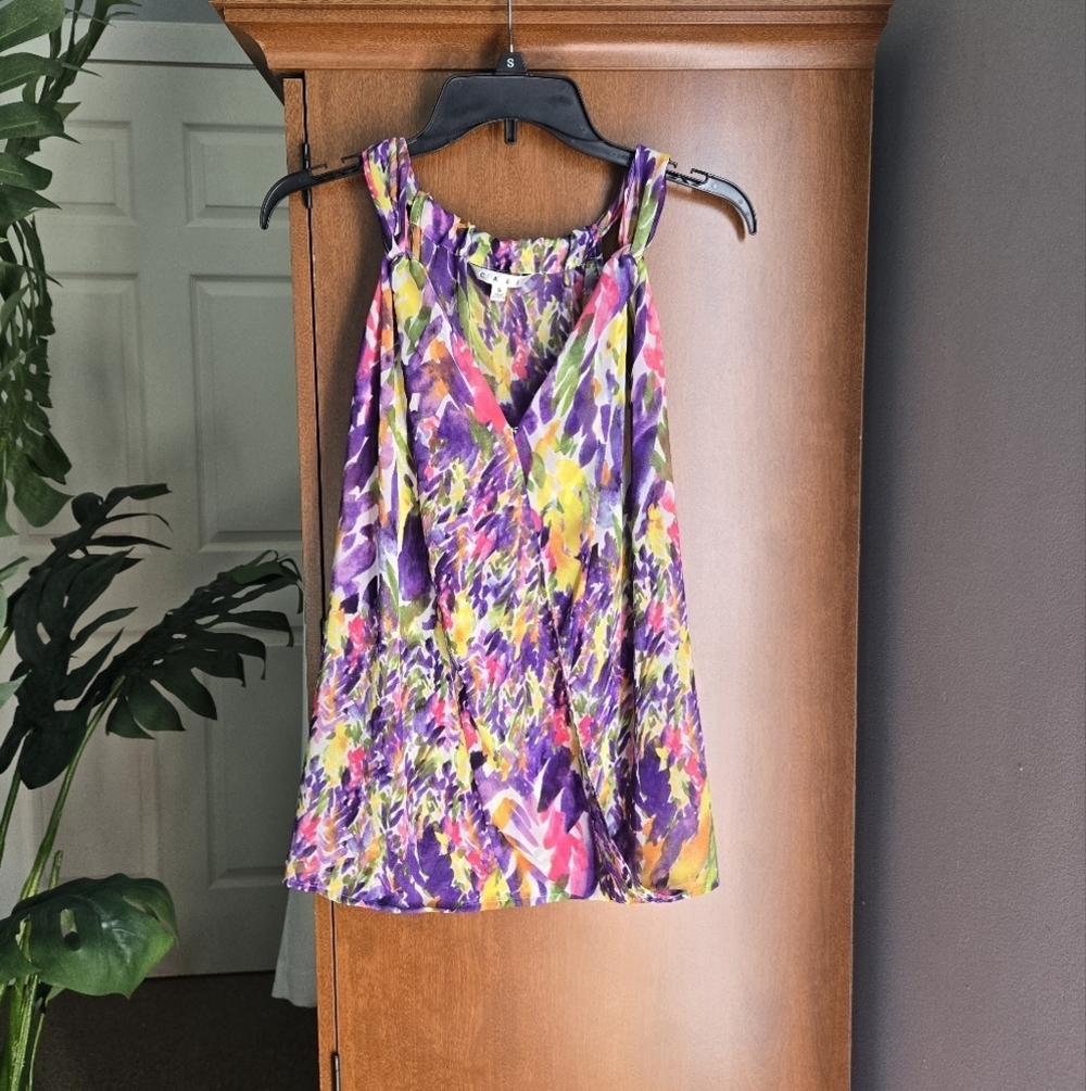 CAbi Vibrant Floral Sleeveless Top